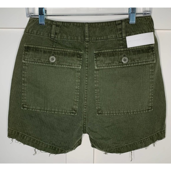 RE/DONE 50S Military Shorts in Olive Green Size 25 Button Fly Flat Front Cotton - Picture 3 of 4
